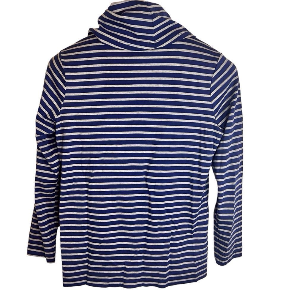 L.L.Bean Womens Nautical Striped Supima Cotton Soft Turtleneck Top Size Medium - Picture 2 of 5